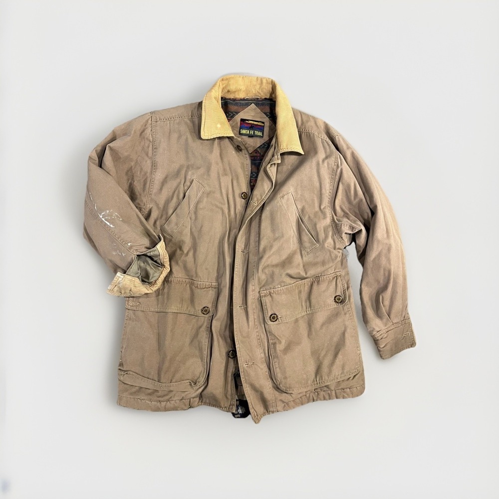 VTG SANTE FE TRAIL CHORE JACKET SOUTHWEST AZTEC BLANKET LINED BARN COAT SIZE L